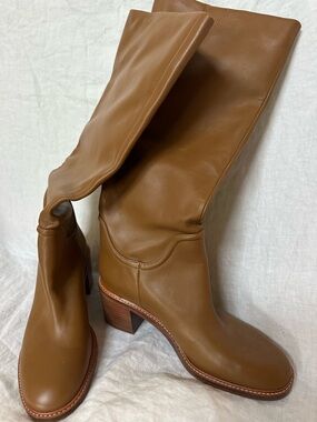 Tan Leather Knee-High Boots Vince
